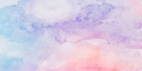Obraz premium A delicate watercolor wash in pastel hues of lavender, pink, and blue creates a dreamy and ethereal background, evoking a sense of calm and tranquility.