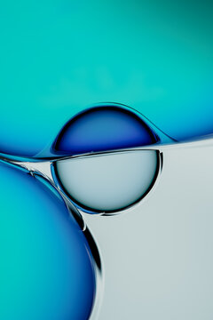 Abstract Blue Glass Bubbles and Liquid Spheres Modern Minimalist
