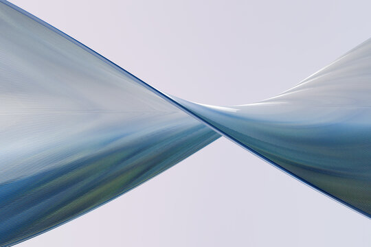 Twisted Blue Geometric Lines 3D render