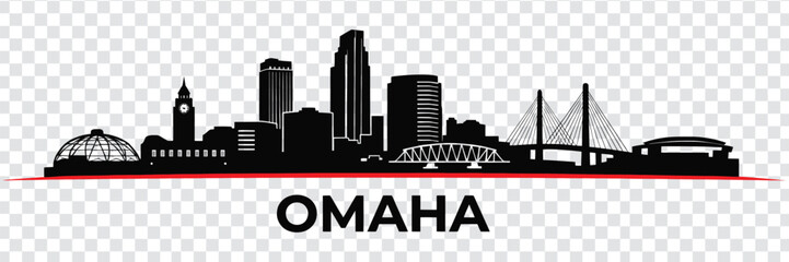 Omaha city skyline silhouette vector illustration with famous landmarks © MstSabina