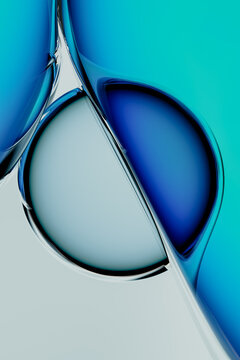 Abstract Blue Glass Bubbles and Liquid Spheres Modern Minimalist