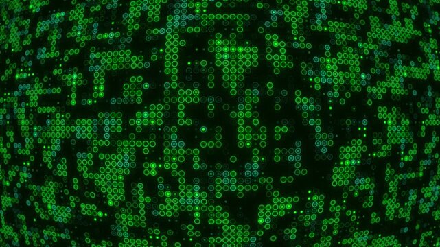 Abstract glowing green digital dot grid. Futuristic cyber data matrix and network pattern. Perfect for modern technology backgrounds.
