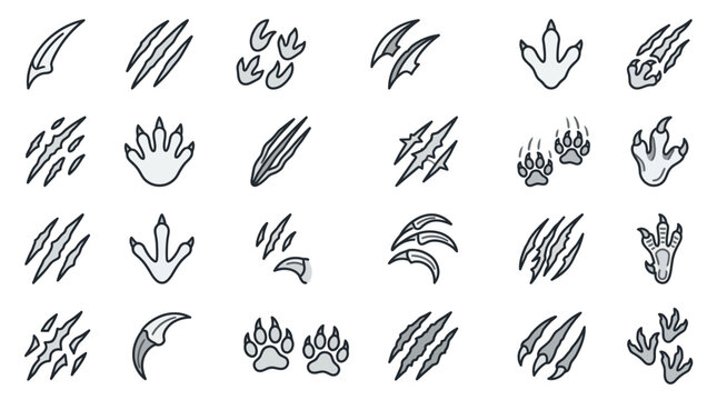 Animal claw marks and paw print icons.