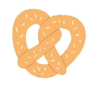 Cute hand drawn salty pretzel bread bakery illustration