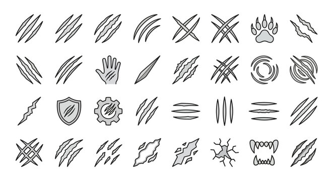 Animal claw marks and scratch texture icons.