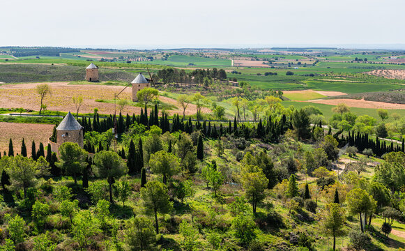 Beautiful panoramic view from Belmonte Castle, Province of Cuenca, Castilla la Mancha, Spain.
