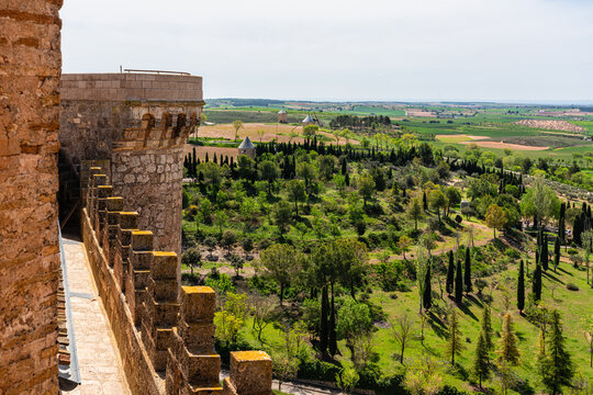 Beautiful panoramic view from Belmonte Castle, Province of Cuenca, Castilla la Mancha, Spain.
