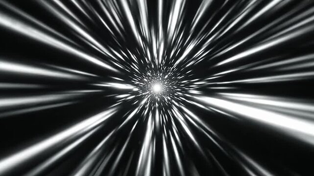 High speed light rays bursting from central point.
