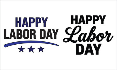 Obraz premium Labor Day greeting card with happy message and blue stars