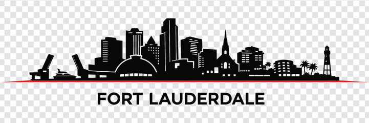 Fototapeta premium Fort lauderdale city skyline silhouette vector illustration