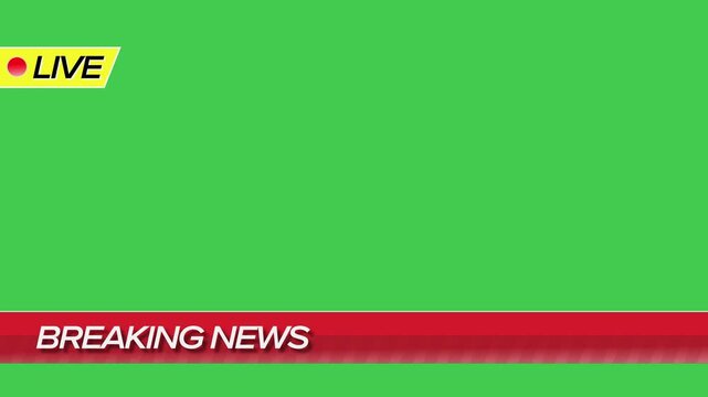 Breaking news graphic loop with green screen chroma key