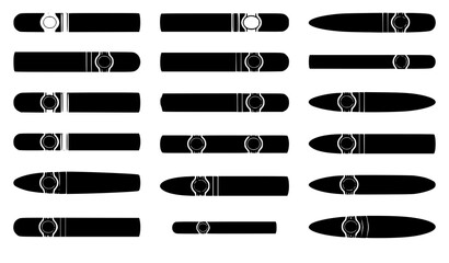 Premium Cigar Collection Vector Set with Assorted Handmade Tobacco Cigars Isolated on White Background © MdArif