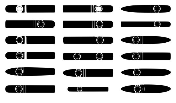 Premium Cigar Collection Vector Set with Assorted Handmade Tobacco Cigars Isolated on White Background
