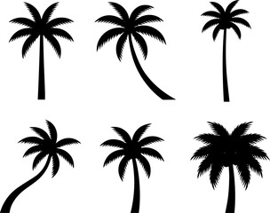 Palm tree silhouettes collection vector graphics for tropical designs and summer themed projects © KaziDalia
