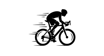 Obraz premium Black silhouette of a professional road cyclist racing at high speed.