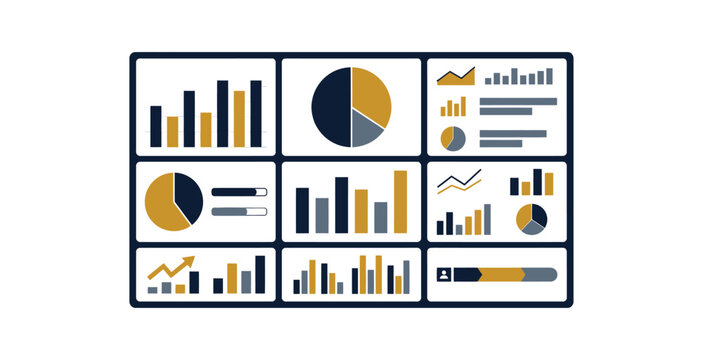 Business Data Dashboard Infographic with Charts and Graphs