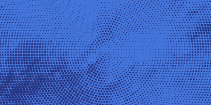 Cartoon pattern with circles, dots Halftone dotted background. Pop art style. Design element, border for web banners, cards, wallpapers. Colorful. Yellow and blue color.