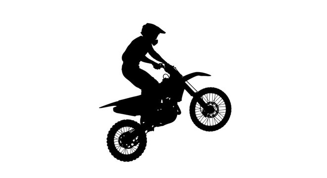 Motorcycle rider in action black silhouette motocross