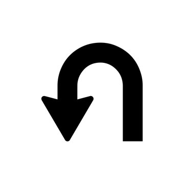 U-turn arrow icon with u turn direction navigation backward interface