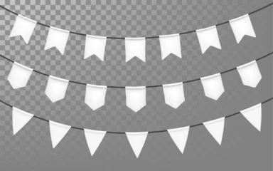 Festive flag garland. Carnival park with flags. Birthday, circus border decoration. © georgerod