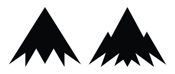 Mountain icons or peak shapes for nature design projects and outdoor adventure logos or map symbols for trekking and hiking themes isolated on a transparent background © Progotibd303