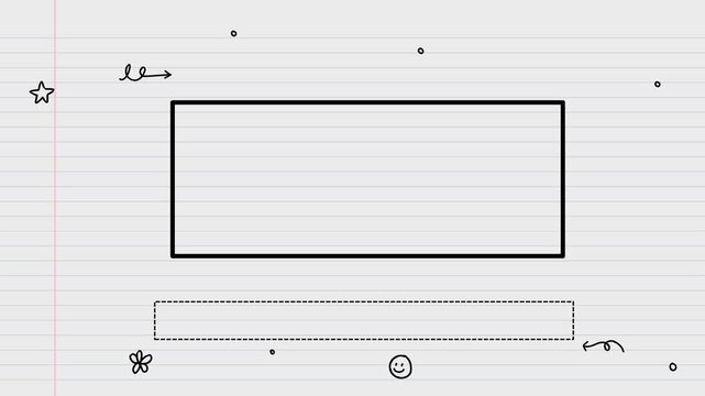 Template Animation Design on Lined Notebook Paper Background for Creative Note Taking and Academic Journal Layouts