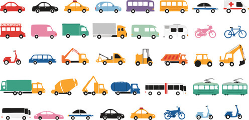 Large collection of flat design vehicles and transportation modes © Sadhin07
