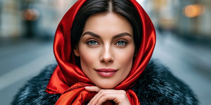 Stylish portrait of an alluring woman in luxurious attire
