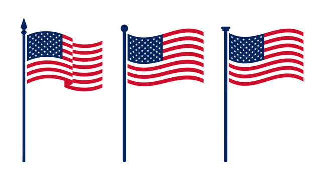 American flags displayed on three vertical poles represent national pride and patriotic symbolism.