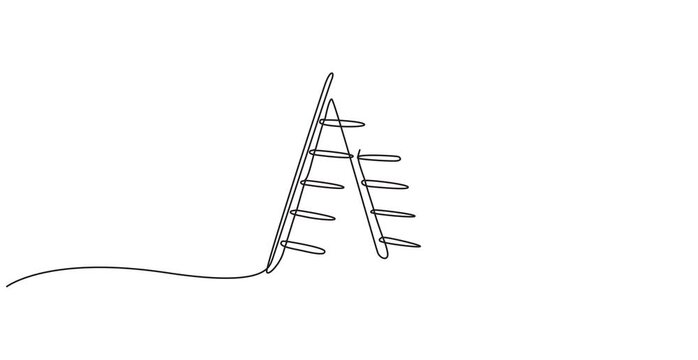 ladder to success,Ladder animation continuous one line drawing, Ladder. Climb up, stairs, steps, height, folding, comfortable in using,minimal line art ladder