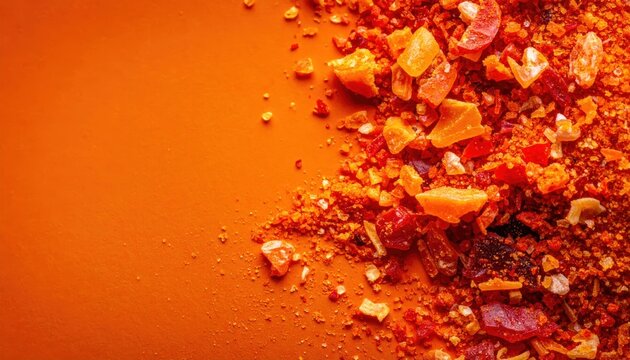 Orange Abstract Texture With Crushed Granules On Surface.