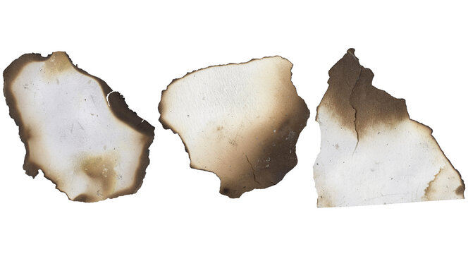 Scorched paper scrap PNG overlay with burnt edges isolated on transparent background for digital art projects