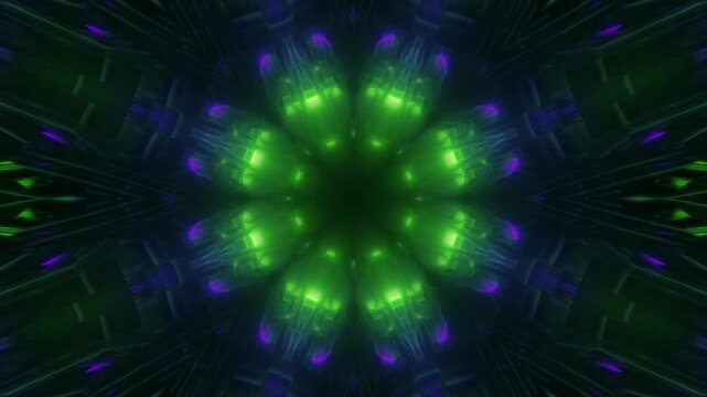 Abstract Mystical, hypnotic, modern complex green geometric mandala