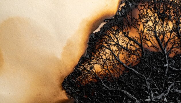 Close Up Charred Plant Texture with Warm Glow.