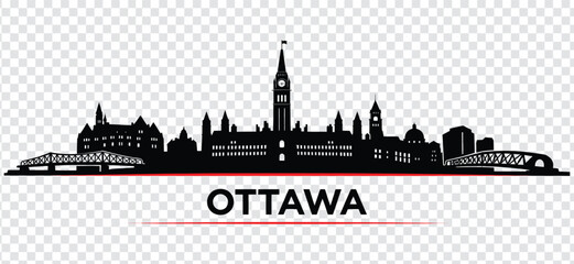 Obraz premium Ottawa canada city skyline silhouette vector illustration