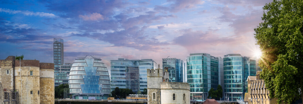 London city financial business center panorama skyline view