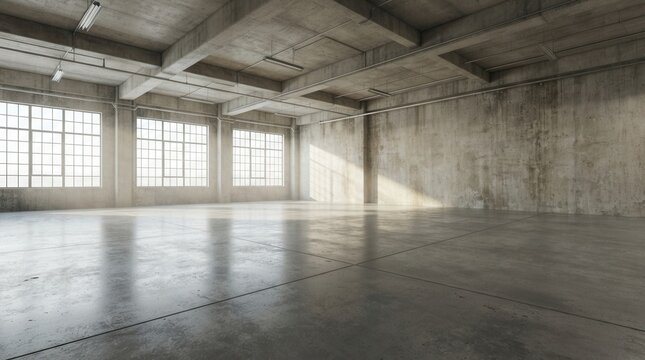 Empty view of a small factory warehouse interior