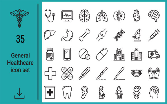 Comprehensive healthcare icon set medical symbols for websites apps and health professionals