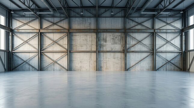 Modern large bright space with windows, perfect for a car garage or workshop