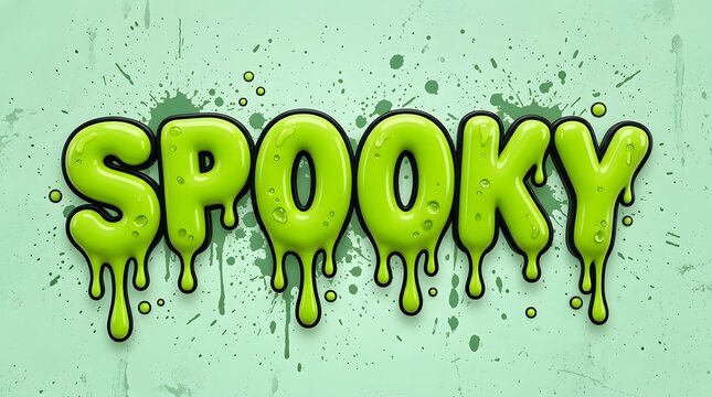 Viscous 'spooky' typography dripping green lettering for halloween designs and creepy projects