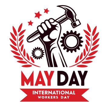 A bold and vibrant 'May day' logo that symbol  