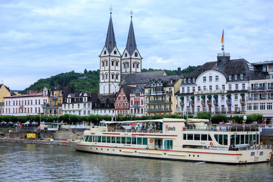 Boppard is an old scenic town along the Rhine River in Germany  and it is part of the middle Gorge and is a UNESCO world heritage site. It is a popular destination for river boats to cruise the Rhine.