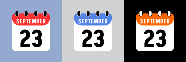 Fototapeta premium Vector illustration of a calendar icon. September 23.