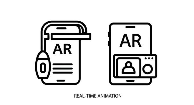 Augmented reality mobile application and real time icons with augmented animation application technology interface software innovation creative