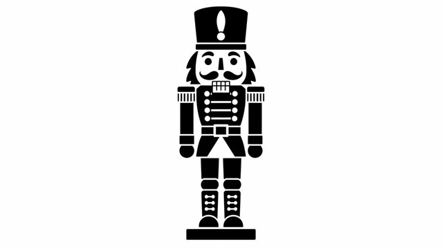 A graphic illustration of a black nutcracker soldier standing at attention