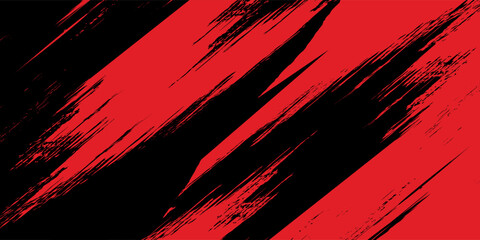 Red and Black Grunge Abstract Background. Dynamic Vector Paint Brush Strokes Pattern for Sport Jersey, Racing Livery, Automotive Decal, Gaming Wallpaper, Aggressive Modern Textured Banner Design. © Hanofa Febriyanti