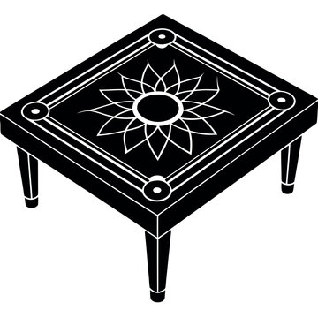 A carrom board vector silhouette isolated 