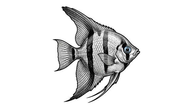 Black and white striped aquarium fish.