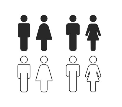 Modern gender icon collection with male and female symbols in outline and solid styles. Perfect for user interfaces