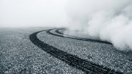 Obraz premium Textured background for layouts and design projects featuring tire marks on asphalt surface